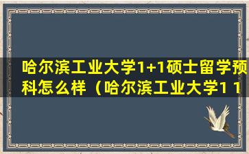 哈尔滨工业大学1+1硕士留学预科怎么样（哈尔滨工业大学1 1硕士留学预科怎么样）